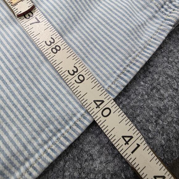 Levis Overall Dress Womens Medium Blue White Stripe Cotton Button Front Workwear - Picture 6 of 16